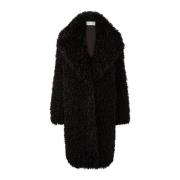 Svart Faux Fur Oversized Coat