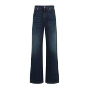 Blå Stonewashed Wide Leg Jeans