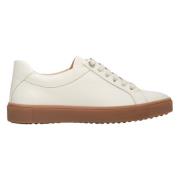 Kvinner Lyse Beige Platform Sneakers laget av Ekte Skinn