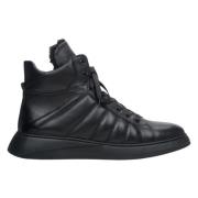 Herre Svarte Lær High-Top Sneakers for Vinter Er00113957