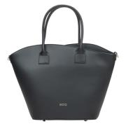 Kvinner Svart Premium Italiensk Skinn Shopper Bag Er00115075