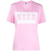 Rosa Logo Print T-skjorte