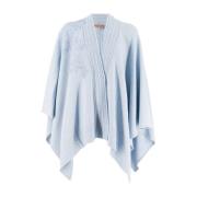 Blomsterapplikasjon Strikke Poncho