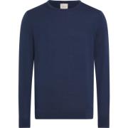 Blå Merino Ull Crew Neck Sweater