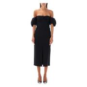 Sort Off-Shoulder Midi Kjole