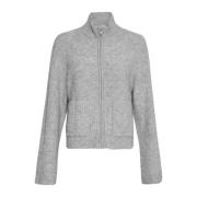 Hope Zip Cardigan - Light Grey Melange