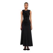 Romantisk Ruffle Midi Kjole - Noir