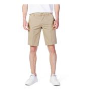 Beige Bomullsglidelåsshorts