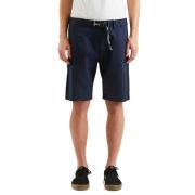 Blå Bomull Elastisk Midje Bermuda Shorts