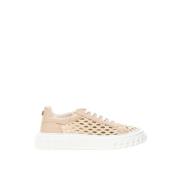 Elegant Beige Skinn Sneakers