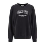 Sort Logo Sweatshirt Rund Hals Lange Ermer