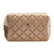 Velvet Square Quilted Make-Up Pouch Liten Sparkled Champagne