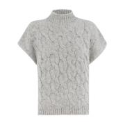 Elegant Strikket Pullover med Høy Krage