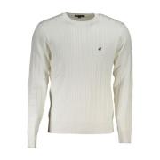 Brodert Crew Neck Sweater med Kontrast