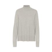 Rollneck Sweater i Lys Grå Melange