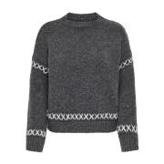 Strikket Pullover med O-Neck Detalj