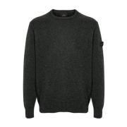 Mørk Grå Ullblanding Crew Neck Genser