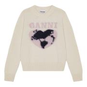 Hvit Crew Neck Sweater med Logo