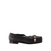 Sort Skinn Ballerina Slip-On Sko