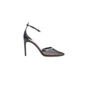 Svart Fishnet High-Heeled Pumps