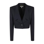 Blå Ull Cropped Blazer