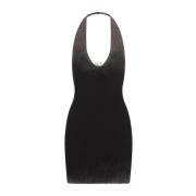 Sort Ribbestrikket Bodycon Minikjole