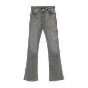 Grå Vasket Denim Flared Jeans