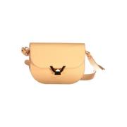 Oransje Skinn Crossbody Veske med Justerbar Stropp