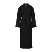 Elegant Wool Coat Long Svart