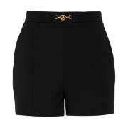 Sort Crepe Shorts med Horsebit Detalj