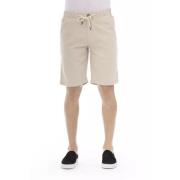 Beige Bomull Bermuda Shorts med Snøring