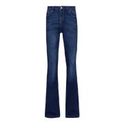 Flare Denim Jeans med Elastisk Midje