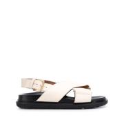 Kryss Lær Sandal Beige