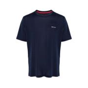 Brodert Navy Bomull T-skjorte