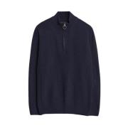 Navy HalfZip Sweater Stilige Detaljer