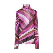 Grafisk Print Fuchsia T-skjorte