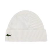 Ribbestrikket Logo Beanie - Hvit