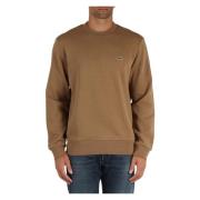 Klassisk Fit Crewneck Sweatshirt med Front Logo Patch