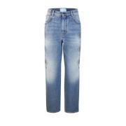 Blå Straight Line Jeans med Nagler