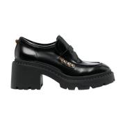 Sorte studded lær loafers