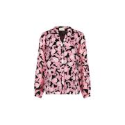 Blomstret Rosa V-Hals Bluse