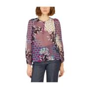 Fiolett Flowing Cut Bluse med Skulder Cut-Outs