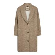 Herringbone Coat med V-hals og lommer