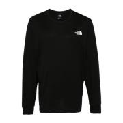 Sort Logo Print Crew Neck Langermet T-skjorte