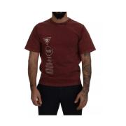 Maroon Logo Print Cotton T-shirt