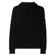 Svart Logo-Patch Hoodie