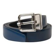 Navy Blue Skinn Metall Spenne Belte