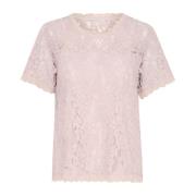 Blonde Topp Brennende Lilla Feminin Stil