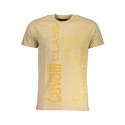 Beige Bomull Logo Print T-skjorte