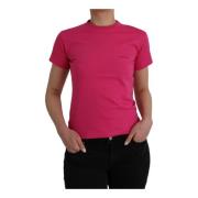 Rosa Bomull Crew Neck Tee Skjorte